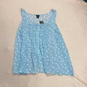 Torrid Blue Floral Sleeveless Blouse